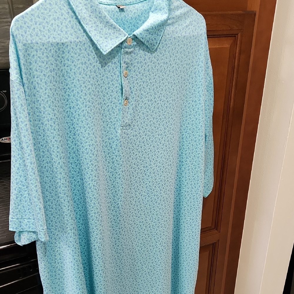 Peter Millar Sky Blue Patterned Polo Shirt